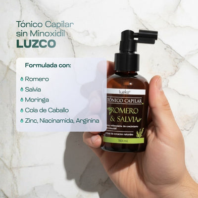 tonico capilar de romero y salvia sin minoxidil luzco en el salvador