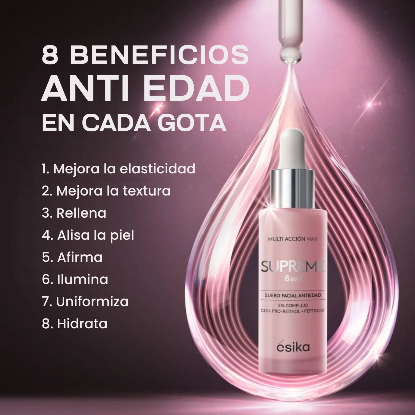 suero facial anti edad supreme 8 en 1 multi acción max en el salvador precio comprar con envío